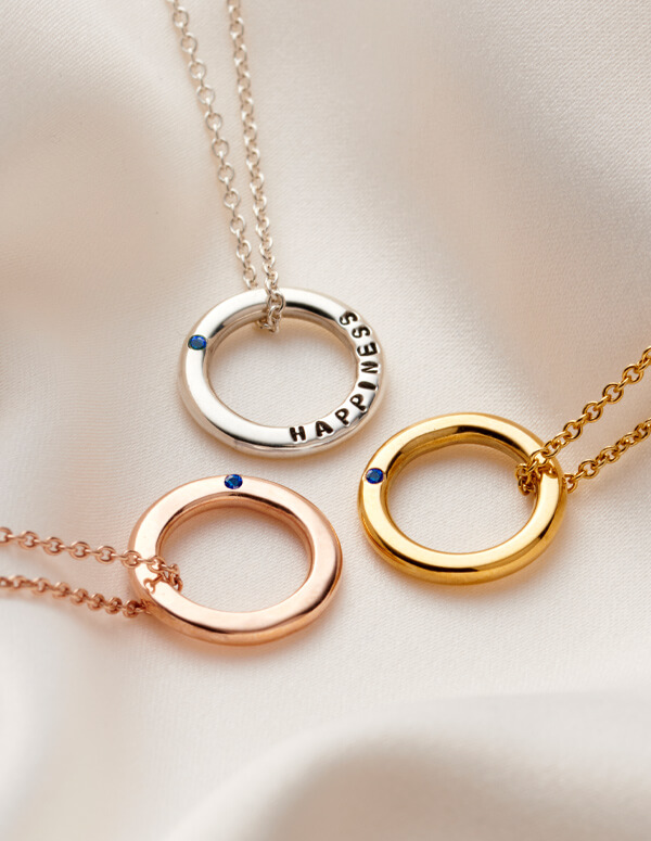 sapphire mini message necklace