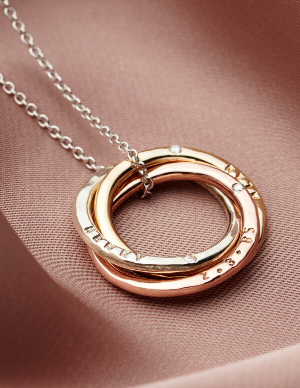 9ct mixed gold russian ring necklace