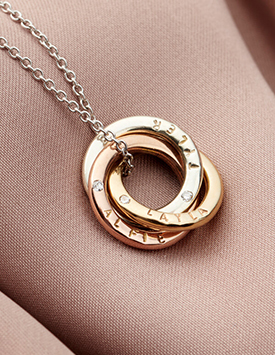 mixed 9ct gold Russian ring necklace